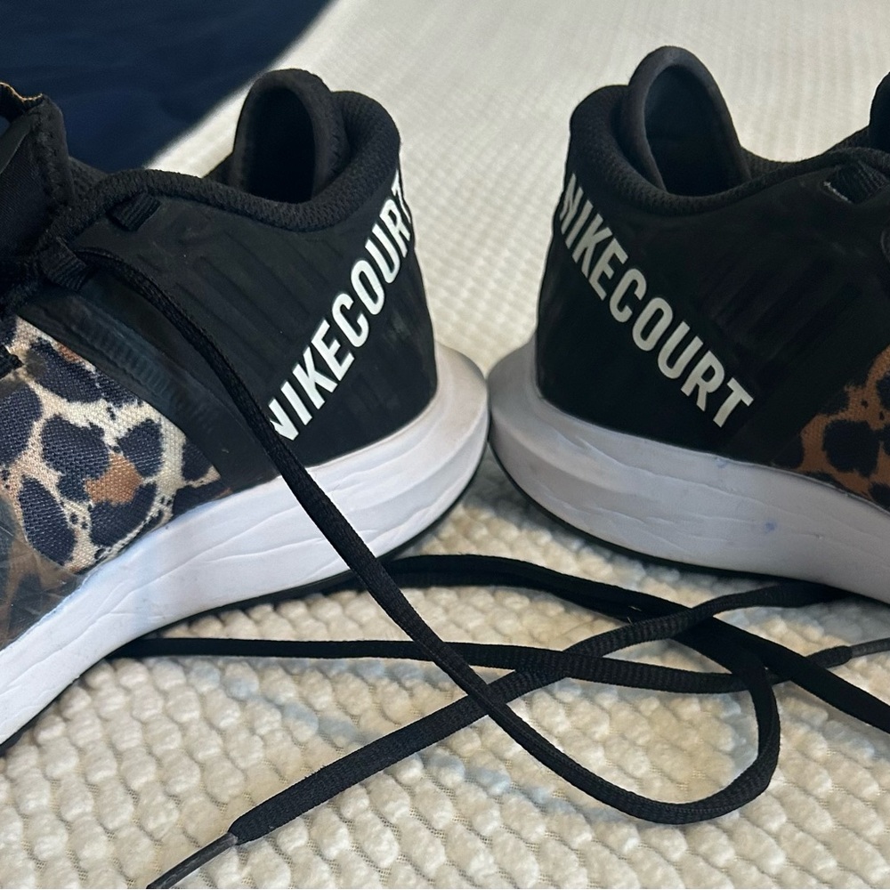 Leopard Print Athletic Shoes with Silver Accents - Picture 2 of 7